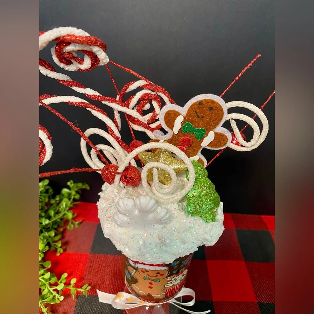 Hand Crafted Faux‎ Whipped Topping Festive Gingerbread Mug